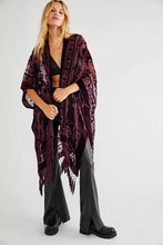Load image into Gallery viewer, WeHello Bohemian burnt plush kimono Women&#39;s long Purple Tassel Beach Cover-up  Holiday Casual Cardigan Shawl JYPF-20
