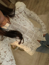 Load image into Gallery viewer, Tossy Summer Lace Printed Shirts Tops Female Hollow Out Fashion Commute Vintage See-Through Blouse Women&#39;s Lace Shrug Shirts New
