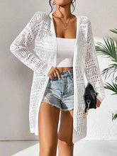 Load image into Gallery viewer, Polyester 100.00% Solid Color Knitted Cardigan with Sun Shading and Loose Fitting Fashion, Mid Length and Elegant Sweater
