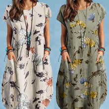 Load image into Gallery viewer, ZANZEA Women Summer Dress Bohemian Floral Print Vestido O-Neck Short Sleeve Pockets Sundress Fashion Casual Elegant Holiday Robe
