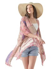 Load image into Gallery viewer, WeHello Bohemian burnt plush kimono Women&#39;s long Purple Tassel Beach Cover-up  Holiday Casual Cardigan Shawl JYPF-20
