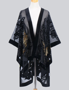 WeHello Bohemian burnt plush kimono Women's long Purple Tassel Beach Cover-up  Holiday Casual Cardigan Shawl JYPF-20