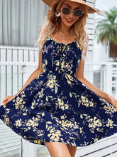 Load image into Gallery viewer, Sexy Floral Print Short Dress Women Summer Fashion Black Backless Beach Sundress Casual Sleeveless Lace-up New In Dresses 2024
