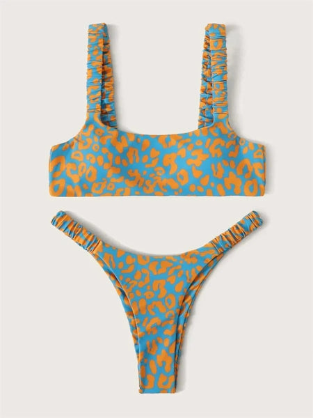 Sexy Micro Bikini 2023 Women Orange Leopard Push Up Padded Thong Swimsuit Female Cut Out Bathing Suit Swimwear Trajes De Baño