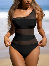 Load image into Gallery viewer, Sexy One shoulder Mesh Patchwork One-pieces Swimwear Women 2023 New Hollow Out High Cut Women&#39;s swimsuit Monokini Push Up Bikini
