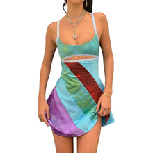Load image into Gallery viewer, Sexy Women Y2K Mini Dresses Vintage Patchwork Beach Summer Backless Dress Elegant Lady Boho Outfits Evening Party Clothes
