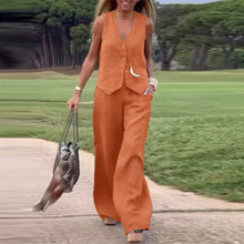 Load image into Gallery viewer, Woman Elegant 2-Piece Pant Sets Casual Vest and Pants Sets Old Money Style Suits 2pcs Outfits Wide Leg Trouser Sets
