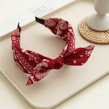Load image into Gallery viewer, Fashion Paisley Bandana Headband for Women Top Knotted Bow Hairbands Cute Rabbit Ear Turban Headwrap Hair Band Girls Accessories
