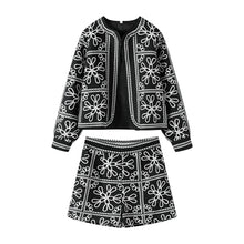Load image into Gallery viewer, Street Print Coat Shorts Set Women Loose O-neck Lantern Cardigans Elastic Shorts Female Suit 2024 Autumn Fashion Y2k Lady Outfit
