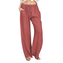 Load image into Gallery viewer, Summer Cotton Linen Wide Leg Pants for Women Pants Full Length Casual Pants Female Solid Loose High Waist Straight Trousers
