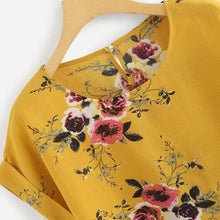 Load image into Gallery viewer, Summer Fashion Floral Print Blouse Pullover Ladies O-Neck Tee Tops Female Women&#39;s Short Sleeve Shirt Blusas Femininas Clothing
