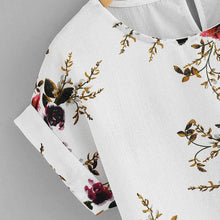Load image into Gallery viewer, Summer Fashion Floral Print Blouse Pullover Ladies O-Neck Tee Tops Female Women&#39;s Short Sleeve Shirt Blusas Femininas Clothing
