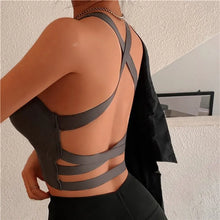 Load image into Gallery viewer, Summer Fashion Sexy Crop Top Women Bra Hollowed Back Cross Strap Yoga Sports Bra Breathable Underwear Female Fitness Vest
