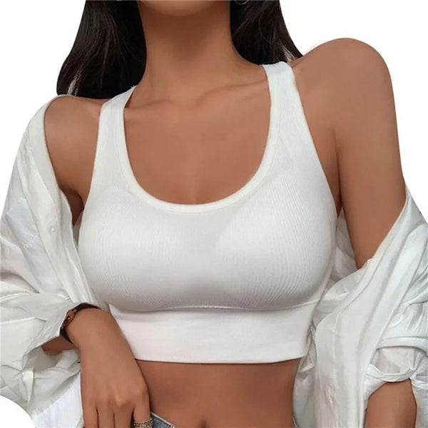 Summer Fashion Sexy Crop Top Women Bra Hollowed Back Cross Strap Yoga Sports Bra Breathable Underwear Female Fitness Vest