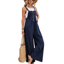 Load image into Gallery viewer, Summer Women Sleeveless Rompers Loose Jumpsuit Casual Backless Overalls Trousers Wide Leg Pants
