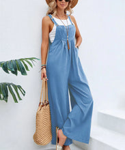 Load image into Gallery viewer, Summer Women Sleeveless Rompers Loose Jumpsuit Casual Backless Overalls Trousers Wide Leg Pants
