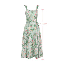 Load image into Gallery viewer, Suninheart Summer Dress Women 2023 Green Lace Up Floral Print Dress Elegant with Boning Casual Party Holiday Dress High Quality
