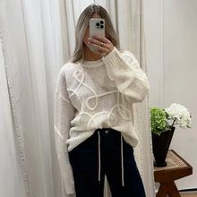 Load image into Gallery viewer, Fashion Casual Pullovers For Women Solid Color Round Neck Long Sleeve Knitted Sweater Loose Female 2024 Autunn Winter New
