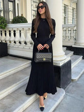 Load image into Gallery viewer, Lace-Up Female Knit Maxi Dress Autumn High Waist Fashion Patchwork Long Sleeve Loose Solid Dress Bandage Knitwear Dress

