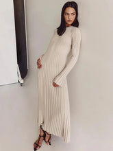 Load image into Gallery viewer, Lace-Up Female Knit Maxi Dress Autumn High Waist Fashion Patchwork Long Sleeve Loose Solid Dress Bandage Knitwear Dress
