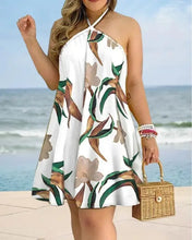 Load image into Gallery viewer, Tropical Print Halter Neck Dress, Vacation Style Backless Dress For Spring &amp; Summer, Women&#39;s Clothing
