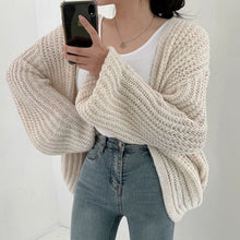 Load image into Gallery viewer, Vintage Harajuku Lantern Sleeve Women Cardigan Sweater Casual Korean Fall Streetwear Tops Coat Chic Lazy Wind Y2k Sweater
