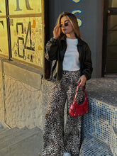 Load image into Gallery viewer, Vintage Leopard Print Pants Women Casual Loose Lace Up Wide Leg Trousers Female 2024 Summer Fashion All-match Lady Streetwear
