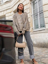 Load image into Gallery viewer, Vintage Leopard Print Single Breasted Women's Cardigan Fashion O Neck Long Sleeved Short Cardigans 2024 Casual Lady Streetwear
