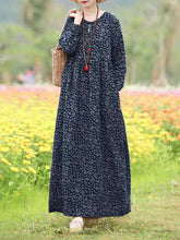 Load image into Gallery viewer, Vintage Women&#39;s Printed Dress Spring Sundress Casual Long Sleeve Maxi Vestidos Female Floral Hollow Robe Oversized
