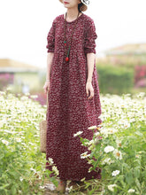 Load image into Gallery viewer, Vintage Women&#39;s Printed Dress Spring Sundress Casual Long Sleeve Maxi Vestidos Female Floral Hollow Robe Oversized
