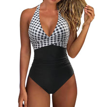 Load image into Gallery viewer, Women One Piece Set Swimsuit Print  Backless Puch Up Solid Sexy Women&#39;s Swimwear Bandage Ruched Female Bathing Suit Beachwear
