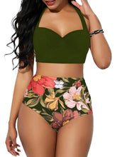 Load image into Gallery viewer, Women Push Up Bikini Set Summer Sexy Slim Flower Print Female High Waist Swimming Suits
