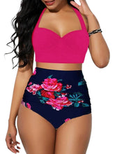 Load image into Gallery viewer, Women Push Up Bikini Set Summer Sexy Slim Flower Print Female High Waist Swimming Suits
