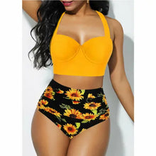 Load image into Gallery viewer, Women Push Up Bikini Set Summer Sexy Slim Flower Print Female High Waist Swimming Suits
