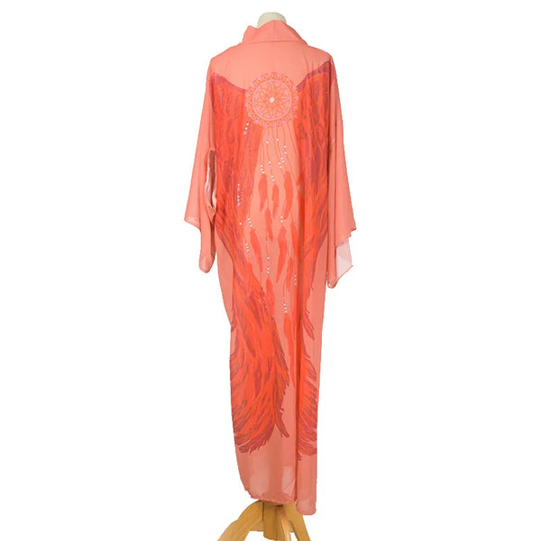 Women's Clothing Wings Cover-ups Beach Long Boho Kaftan Dress Kimono Mujer Pareos De Playa