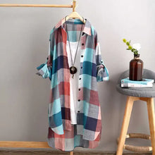 Load image into Gallery viewer, Women&#39;s Plaid Cotton Shirt Chic Women Blouse Elegant and Youth Women&#39;s Blouses New In External Clothes Korean Style
