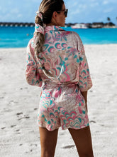 Load image into Gallery viewer, Women's Shirt Sets Fashion Printed Summer Long Sleeve Shirt + Shorts 2 Pieces Set 2023 Lady Vintage Holiday Beach Casual Outfits
