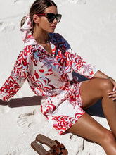 Load image into Gallery viewer, Women's Shirt Sets Fashion Printed Summer Long Sleeve Shirt + Shorts 2 Pieces Set 2023 Lady Vintage Holiday Beach Casual Outfits
