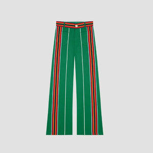 Women's Striped Straight Pants Colors Print Wide Trousers With Zipper Female Casual Pockets High Waist Pant 2024 New Commuting