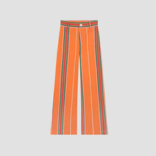 Load image into Gallery viewer, Women&#39;s Striped Straight Pants Colors Print Wide Trousers With Zipper Female Casual Pockets High Waist Pant 2024 New Commuting
