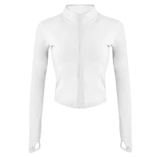 Load image into Gallery viewer, Women&#39;s Tracksuit Jacket Slim Fit Long Sleeved Fitness Coat Yoga Crop Tops With Thumb Holes Gym Jacket Workout Sweatshirts
