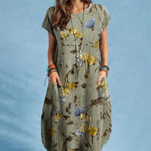 Load image into Gallery viewer, ZANZEA Women Summer Dress Bohemian Floral Print Vestido O-Neck Short Sleeve Pockets Sundress Fashion Casual Elegant Holiday Robe
