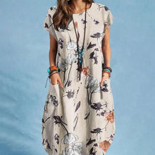 Load image into Gallery viewer, ZANZEA Women Summer Dress Bohemian Floral Print Vestido O-Neck Short Sleeve Pockets Sundress Fashion Casual Elegant Holiday Robe
