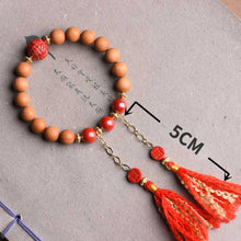 Load image into Gallery viewer, Handwoven Peach Wood Old Mountain Sandalwood Emperor Sand Vermilion Sand Handstring Female National Style Bead Handstring Buddha Bead Handchain Bracelet
