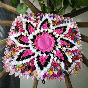 Ethnic Flower Cloth Splicing Nine-ring Cushion Mahogany Sofa Seat Cushion Classical Round Non-slip Household Chair Cushion