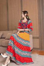 Load image into Gallery viewer, Bohemian Ethnic Style Big Swing Embroidery Dress Women&#39;s Long Dress
