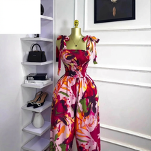 Load image into Gallery viewer, Tropical Leaf Print Sleeveless Beach Jumpsuit

