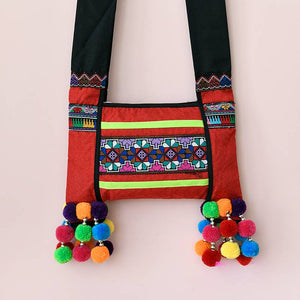 New Wide Shoulder Strap Ethnic Style Embroidered Cloth Bag Single Shoulder Messenger Bag Casual Fringed Bag Small Bag