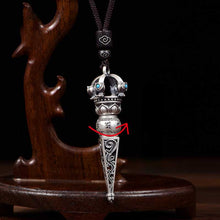Load image into Gallery viewer, Six Character Mantra Diamond Pestle Pendant, Demon Slaying Pestle Retro Vintage Men&#39;s and Women&#39;s Necklace
