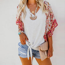 Load image into Gallery viewer, Boho Printed Geometric Irregularity Short-Sleeved Blouse Tops

